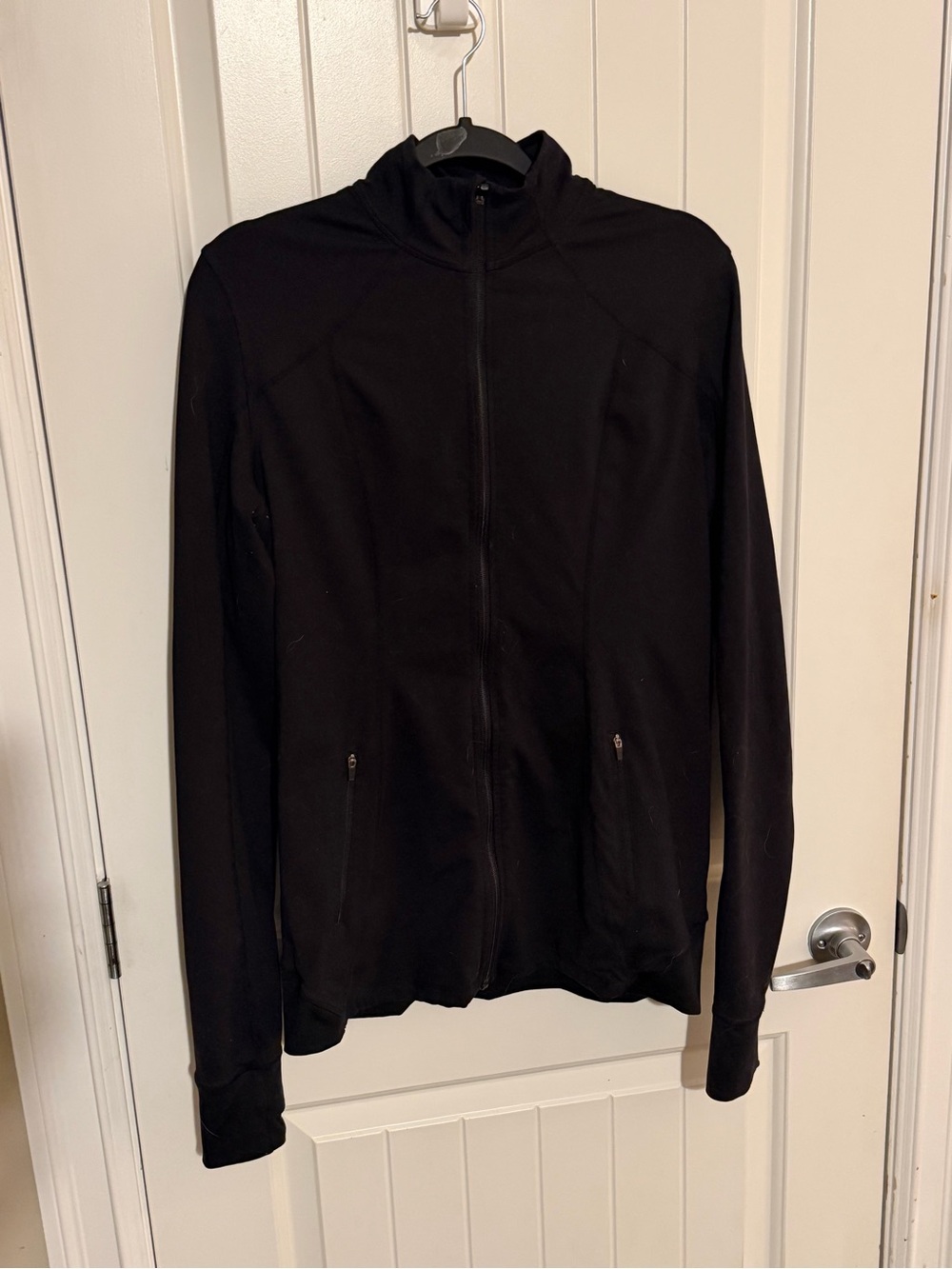 American Tall Black Full-Zip Sweater with thumbholes